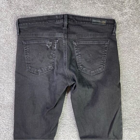 Ag Adriano Goldschmied Jeans Women's 28 Black Super Skinny Ankle Low Rise Ripped - Picture 4 of 13
